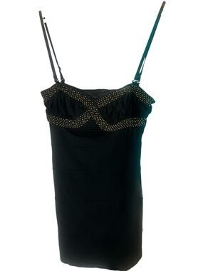Black Studded Mini Dress with Spaghetti Straps
